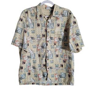 OP Ocean Pacific Hawaiin PanAir Button Front Shirt Men's Medium Tropical Vintage